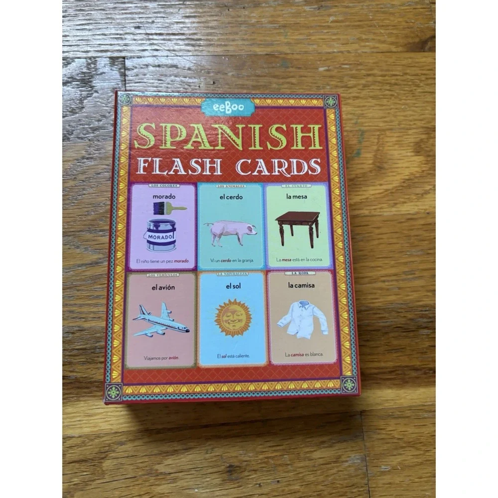 eeBoo 56 SPANISH Flash Cards Basic Vocabulary Illustrated Pronunciation Guides